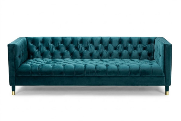 Chesterfield sofa, zilas dīvāni, auduma audums, dīvāns, mēbeles, 4-vietīgs.