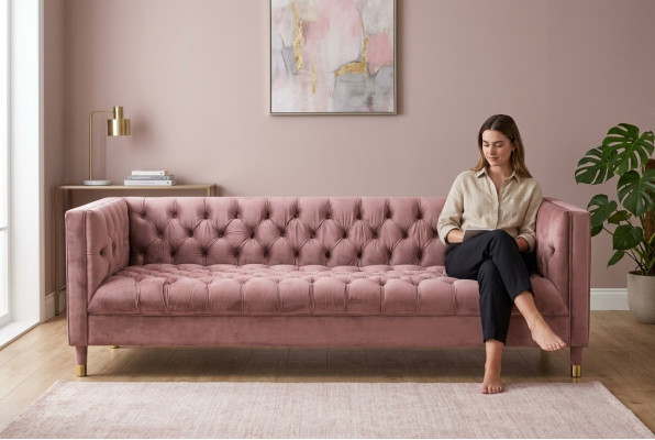 Chesterfield dīvāns Roze Mēbeles 4-vietīgi dīvāni Tekstils audums Dīvāni xxl big 230cm