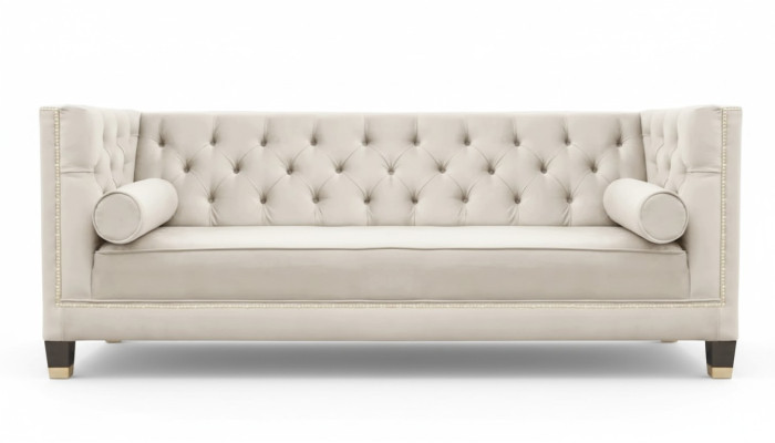Luksusa beige Chesterfield veļura trīsvietīga mēbeļu komplekts viesnīcai dzīvojamā istaba prakse