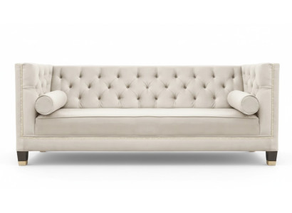 Luksusa beige Chesterfield veļura trīsvietīga mēbeļu komplekts viesnīcai dzīvojamā istaba prakse