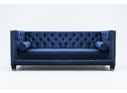 Zila Chesterfield trīsvietīgā stoff mājokļa dizaina dīvāns