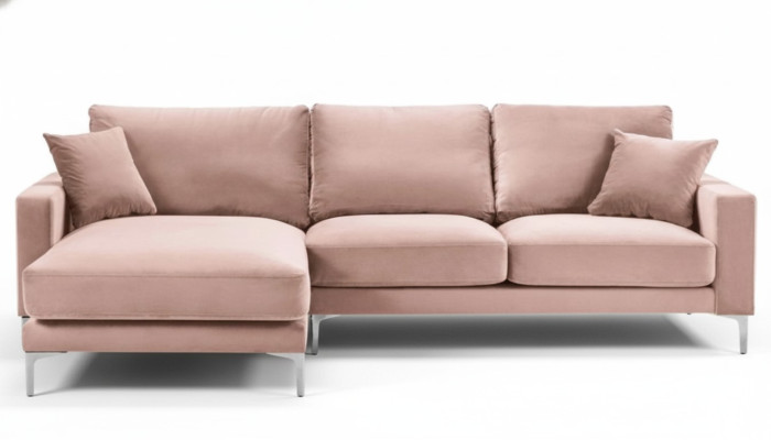 Tekstil Stoff Chesterfield Sofas Radoši mēbeles Dzīvojamā istaba Stūra sofa Rozā XXL Lielgabals