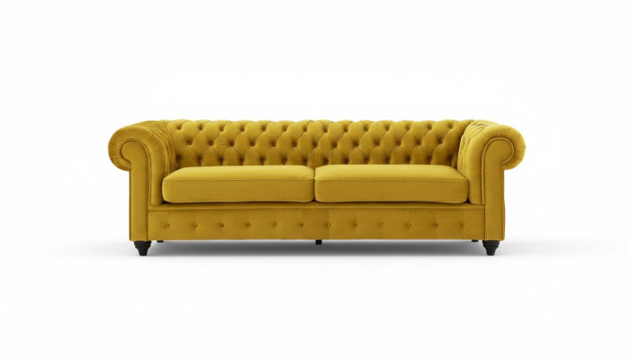 Dzeltenā gulta ar pogām Chesterfield gultas dīvāns polster sedžis dīvāns dīvāni Luxus jauns
