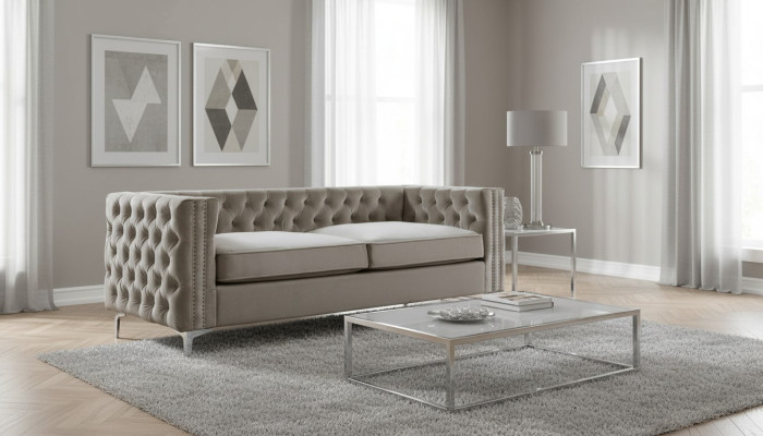 Chesterfield trīsvietīgais moderns mēbeļu tekstilas audums samets viesistaba luksusa dīvāns.