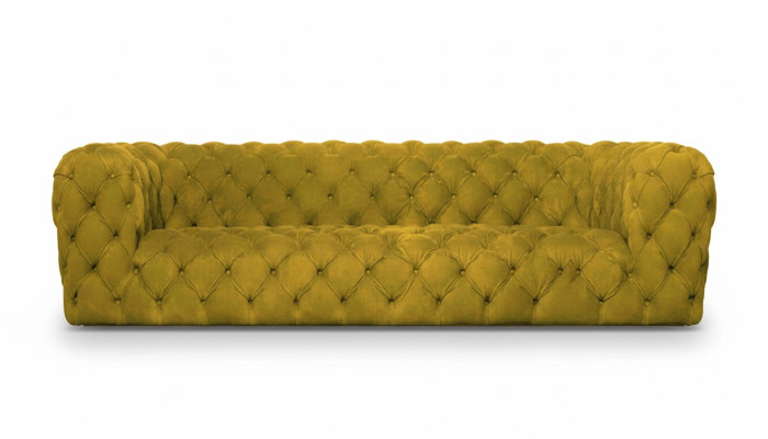 Dzeltenais Chesterfield dīvāns ar četrām sēdvietām XXL liels dīvāns mīksti jaunumi cosy dīvāns.