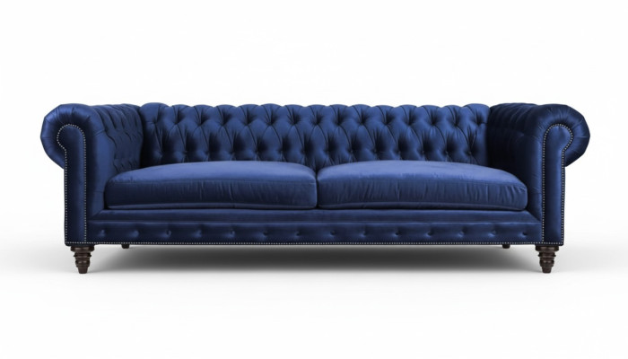 Chesterfield Trīsvietīgais Zils Jauns Dzīvojamo Istabu Moderns Radošais Mēbeles Audums Tekstils