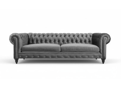 Trīsvietīgā Chesterfield kreatīvā mēbeļu auduma pelēcīgā krāsā jaunā modernajā dzīvojamā istabā