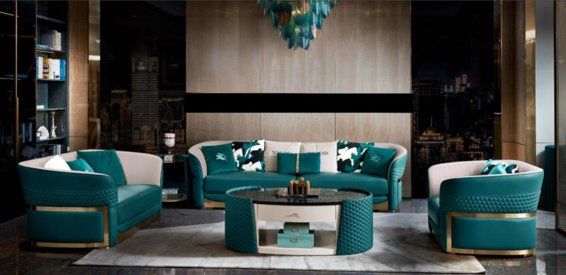 Sofas komplekts Chesterfield polsterēta dīvānu garnitūra 3+1 ādas tekstila audums