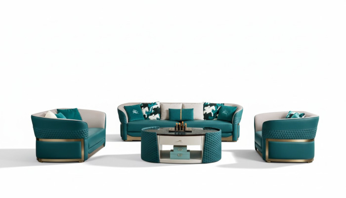 Sofas komplekts Chesterfield polsterēta dīvānu garnitūra 3+1 ādas tekstila audums