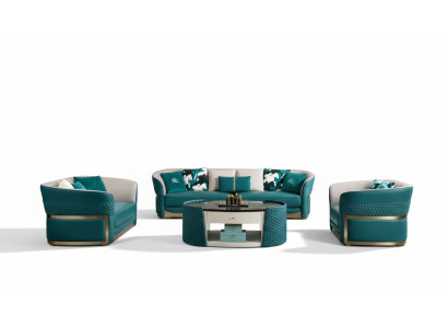 Sofas komplekts Chesterfield polsterēta dīvānu garnitūra 3+1 ādas tekstila audums