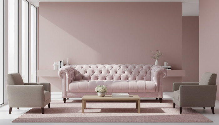 Chesterfield gaiši rozā Roze Jauna trīsvietīga auduma dizaina dīvāns polsterēta dīvāna dīvāni