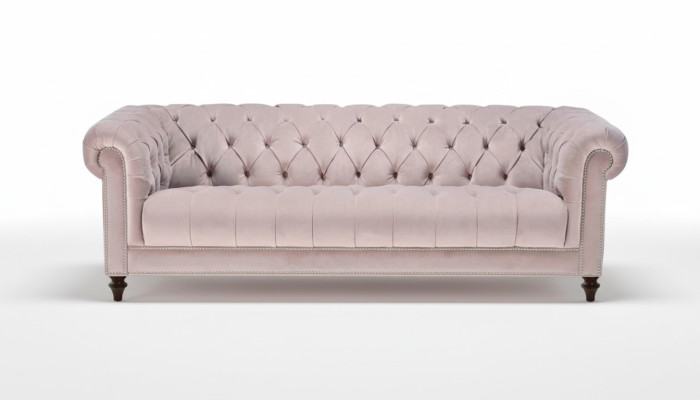 Chesterfield gaiši rozā Roze Jauna trīsvietīga auduma dizaina dīvāns polsterēta dīvāna dīvāni