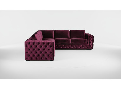 Burgundija Chesterfield stūra dīvāns ar barošanas balstiem. Samta audums. Jauna moderna dizaina mēbeles dzīvojamā istaba.