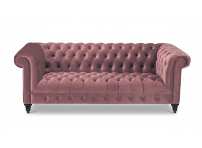 Fuchsia samta dīvāns luksusa polsteris Chesterfield mēbelēm ar pogām, trīskrēslsādižs.