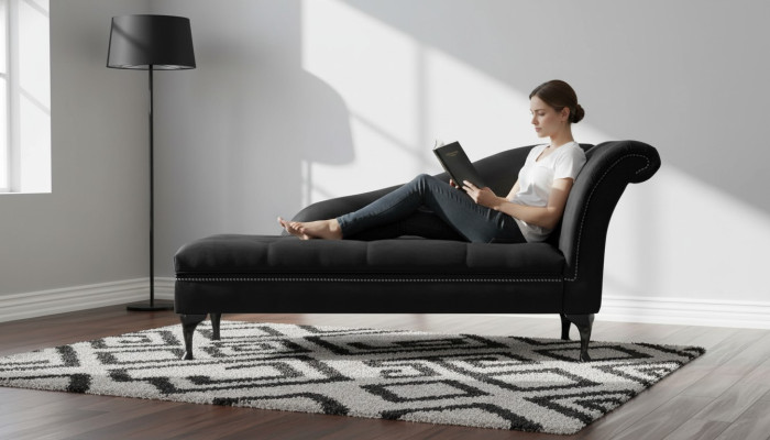 Chaiselongue Elegantā gulta Chesterfield gultā ar pogām Samta sēdvieta