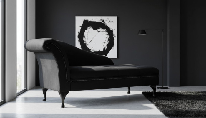Chaiselongue Elegantā gulta Chesterfield gultā ar pogām Samta sēdvieta