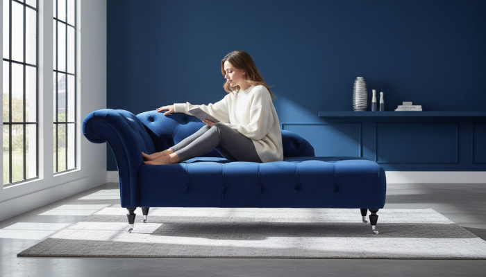 Elegants divāns Chesterfield ar pogām zīda gabalas diwan.