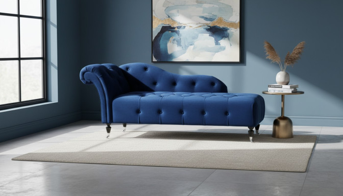 Elegants divāns Chesterfield ar pogām zīda gabalas diwan.