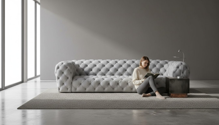 Grau Chesterfield viesistabas mūsdienīgs dizains dīvāni dīvāns mēbeles audums liels XXL jauns