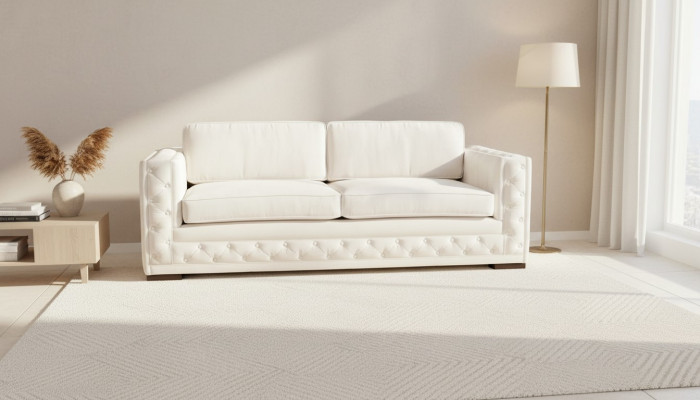 Baltā Chesterfield modernā dizaina dīvāns, auduma dīvāns, jauns radošs mēbeles 3-vietīgs.