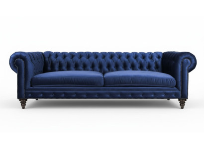 Zils Chesterfield trīsvietīgs moderns dizains jumta dīvāns mēbeles audumu dīvāni jauni