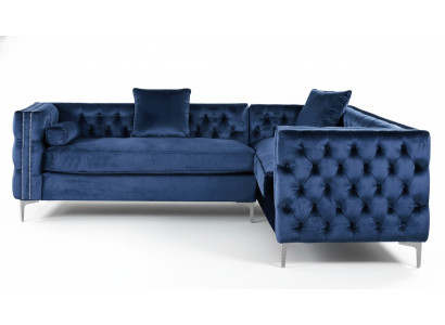 Stūra zila Chesterfield dīvāna galdauts ar auduma mīkstu apdari, dizains mēbeles
