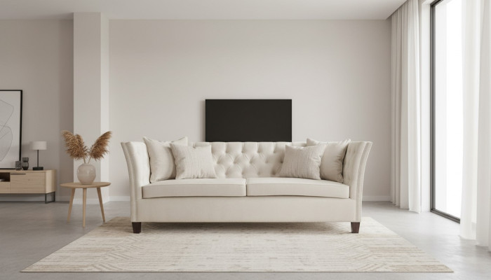 Chesterfield divguļamā sofa gaiši pelēks audums dzīvojamā istaba dizaina polsterēta sofa kreatīva