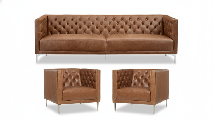 Brauna Chesterfield 2 krēsli Moderns dizains Ar žakē Lēcu Jaunumi Radošais Mēbeļu Sofā Garnitūra