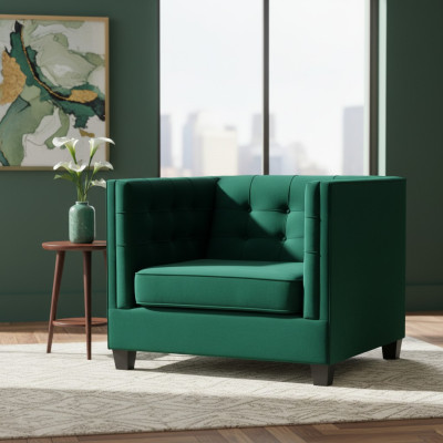 Dīvāns Chesterfield mūsdienīgs dzīvojamās istabas Moderns Tekstils Audums Zaļš Radošais Mēbeles Jauns