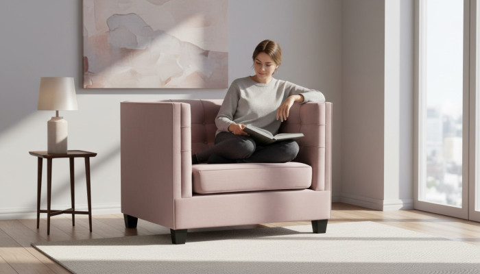 Krēsls Chesterfield audums audums radoša mēbeļu jauna moderna dzīvojamā istaba lilla