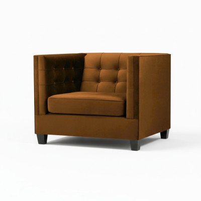 Moderns Chesterfield krēsls tekstils audums brūns Radošas mēbeles dzīvojamā istaba.