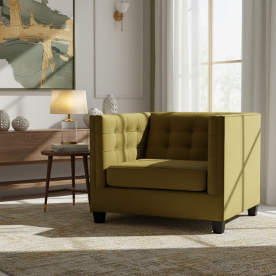 Krēsls Chesterfield auduma audums Beige kreatīvā mēbeles Living Room (Dzīvojamā istaba)