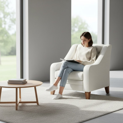 Krēsla audums Audums Baltā Krāsa Radošās mēbeles Jauna Dzīvojamā Istaba Moderns Chesterfield.