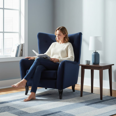 Sēžamkrēsls Tekstils Audums Chesterfield Samts Mēbeles Dzīvojamā Istaba Modernas Dīvāni Zils