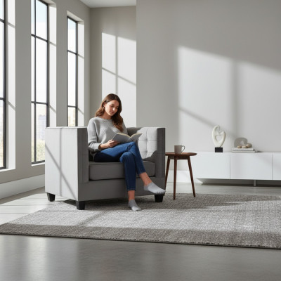 Krēsla Chesterfield tekstils audums pelēks jauns dzīvojamā istaba modernu radošu