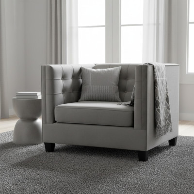 Krēsla Chesterfield tekstils audums pelēks jauns dzīvojamā istaba modernu radošu