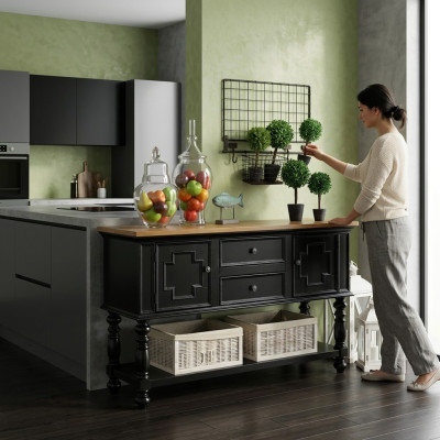 Augstais skapis Kommode Komoda Dzīvojamais ēdamistabas Komodes no koka Sideboard.