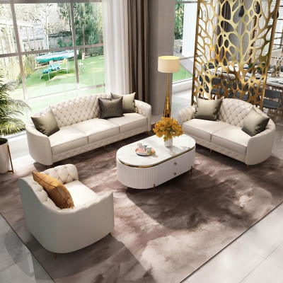 Sofa komplekts 3+2+1 personai Dizaina dīvāni Apģērba dīvāni Moderna ādas dīvāns