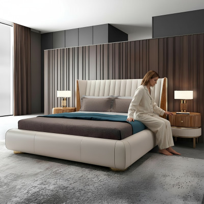 Dizainera itāliešu mēbeles Dubultgulta 150x200cm gultas guļamistaba ādas jaunas