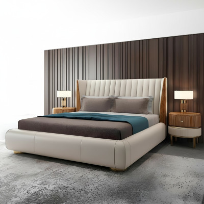 Dizainera itāliešu mēbeles Dubultgulta 150x200cm gultas guļamistaba ādas jaunas