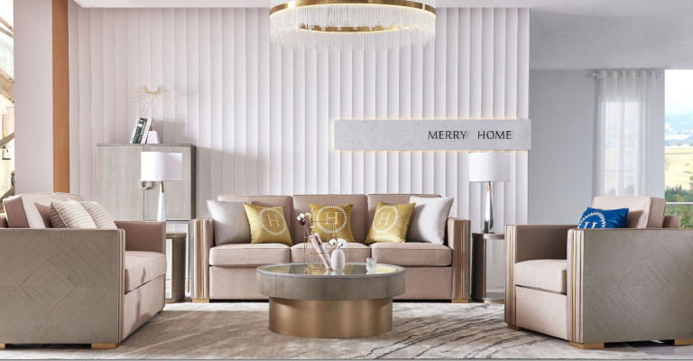 Sofas komplekts ar 3 dīvāniem, tekstila dizains, moderns komplekts.
