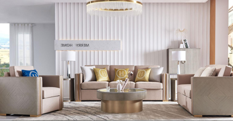 Sofas komplekts ar 3 dīvāniem, tekstila dizains, moderns komplekts.