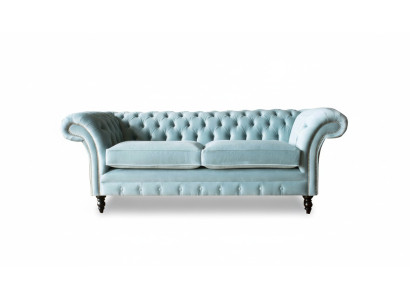 Chesterfield dīvāns ar auduma apdari un ādas dīvāns 3 sēdvietu klasiskā dīvāna modelī.