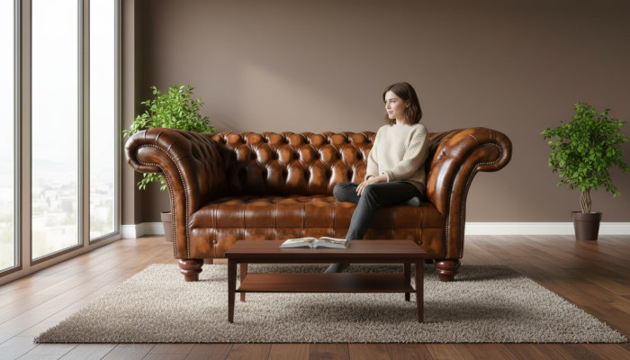 Dizaina Chesterfield sofa 2 sēdvietas Brūns dīvāns Polster Sofas dzīvojamā istabā Sofa jauns