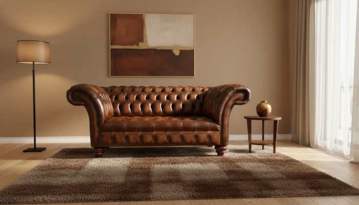 Dizaina Chesterfield sofa 2 sēdvietas Brūns dīvāns Polster Sofas dzīvojamā istabā Sofa jauns