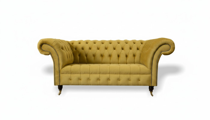 Chesterfield dizaina luksusa mēbeļu dīvāns dīvāns ar sedziņām ādas audums dzeltena jauna