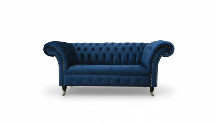 Dizainas Chesterfield Sofagarnitur 2 sēdvietu dīvāns Tekstils Zils Pārklājums Dīvāni Zila