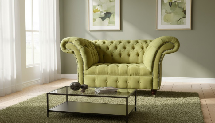 Chesterfield dīvāns ar polsterējumu 1,5 vietas klasiskais viensēta dīvāns.