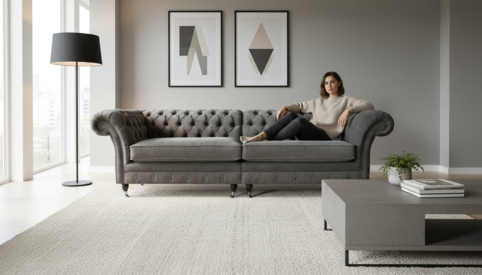 XXL Chesterfield dīvāns 4-vietīga gultne Polster Sitz Garnitur audums āda