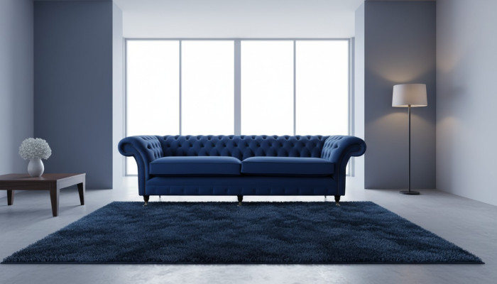 Zils xxl Big Sofa Couch Chesterfield 265cm Mēbeles 4 Sitteris